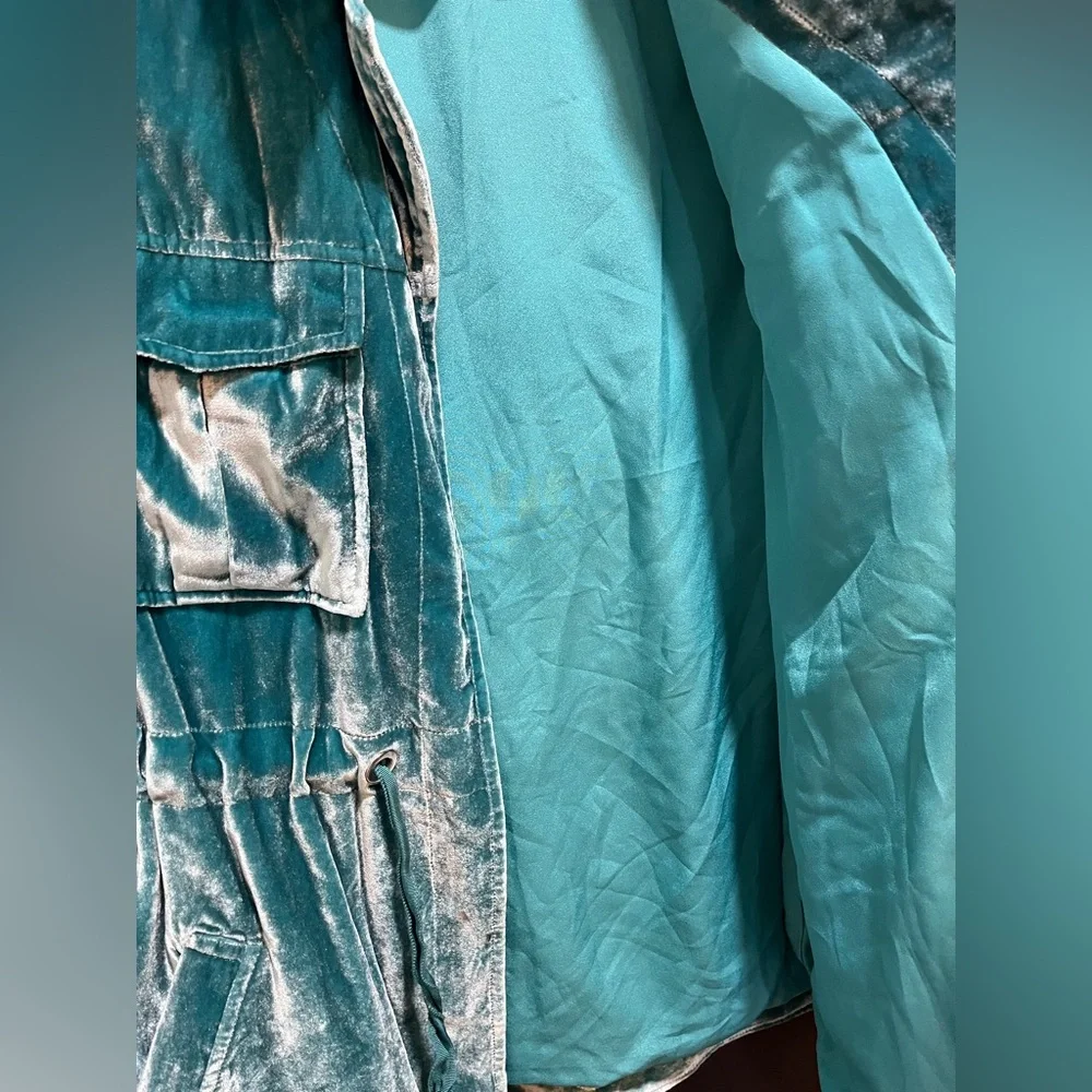 cinq a' sept Mathieu Tie-front Velvet
Utility Jacket In Pacific Turquoise NWOT - Picture 9 of 9